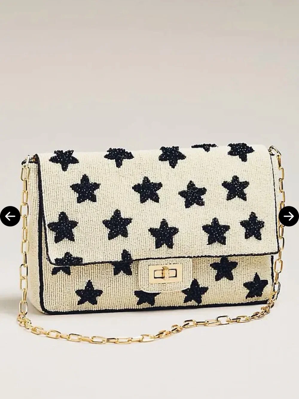 New Anthropologie oversized Maeve Beaded shoulder bag black stars white chain